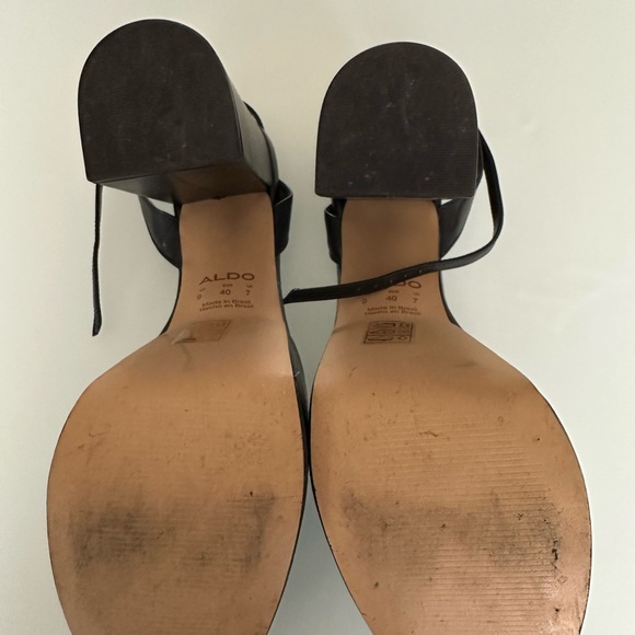 Aldo Black Matilda Platform Heels with Glossy Straps - Picture 4 of 4